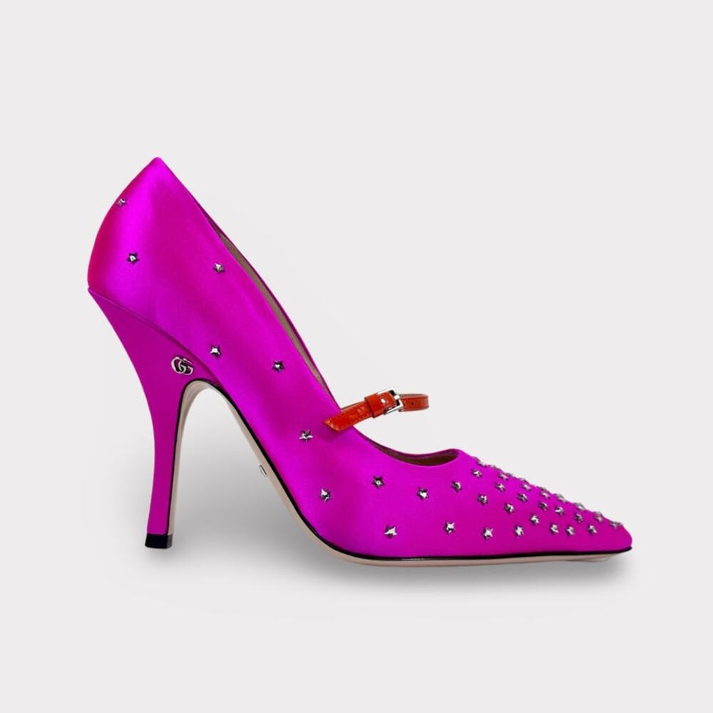 Gucci Jodie Crystal Embellished Satin Pump - Women’s 8.5